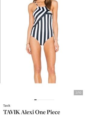 Tavik Black & White Striped One-Piece Swimsuit